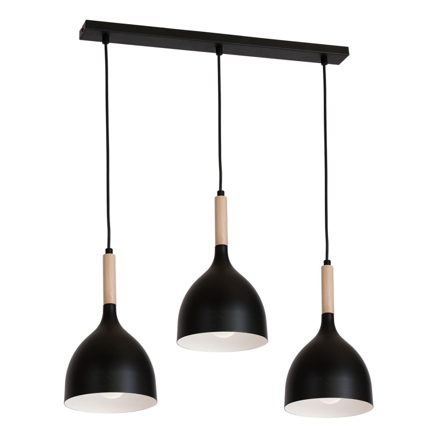 Hängeleuchte NOAK WOOD 3xE27/15W/230V schwarz/Buche