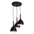Hängeleuchte NOAK WOOD 3xE27/15W/230V schwarz/Buche