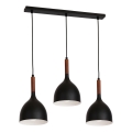 Hängeleuchte NOAK WOOD 3xE27/15W/230V schwarz/Buche