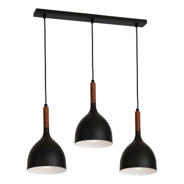 Hängeleuchte NOAK WOOD 3xE27/15W/230V schwarz/Buche