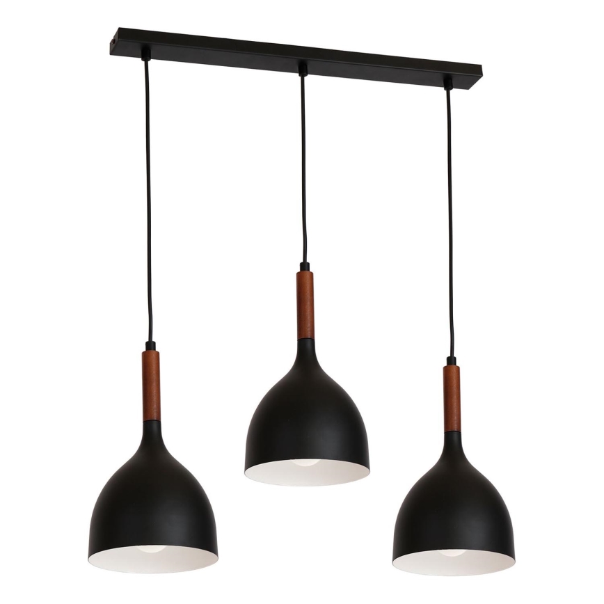 Hängeleuchte NOAK WOOD 3xE27/15W/230V schwarz/Buche