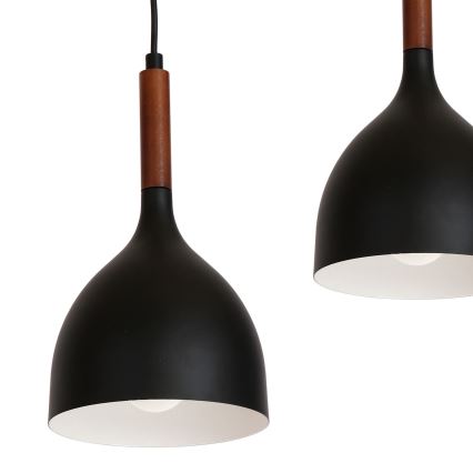 Hängeleuchte NOAK WOOD 3xE27/15W/230V schwarz/Buche