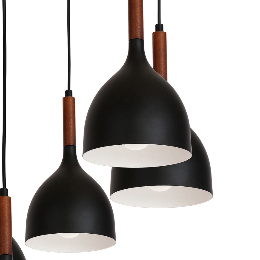 Hängeleuchte NOAK WOOD 5xE27/15W/230V schwarz/Buche