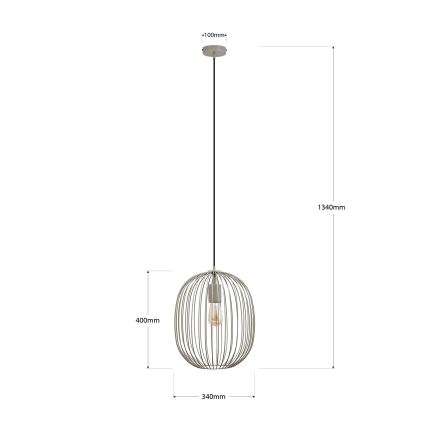 Hängeleuchte OVELLA an Kabel, 1xE27/15W/230V, Ø 34 cm, beige