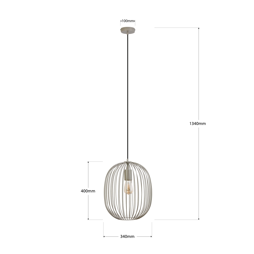 Hängeleuchte OVELLA an Kabel, 1xE27/15W/230V, Ø 34 cm, beige