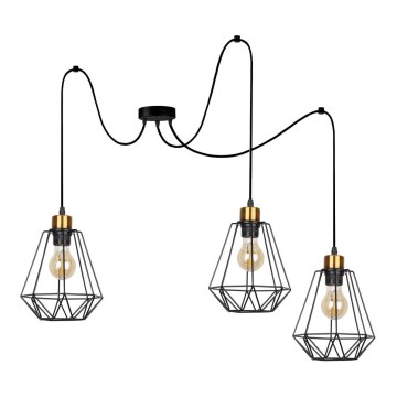 Hängeleuchte PRIMO 3xE27/60W/230V Spinne schwarz/golden