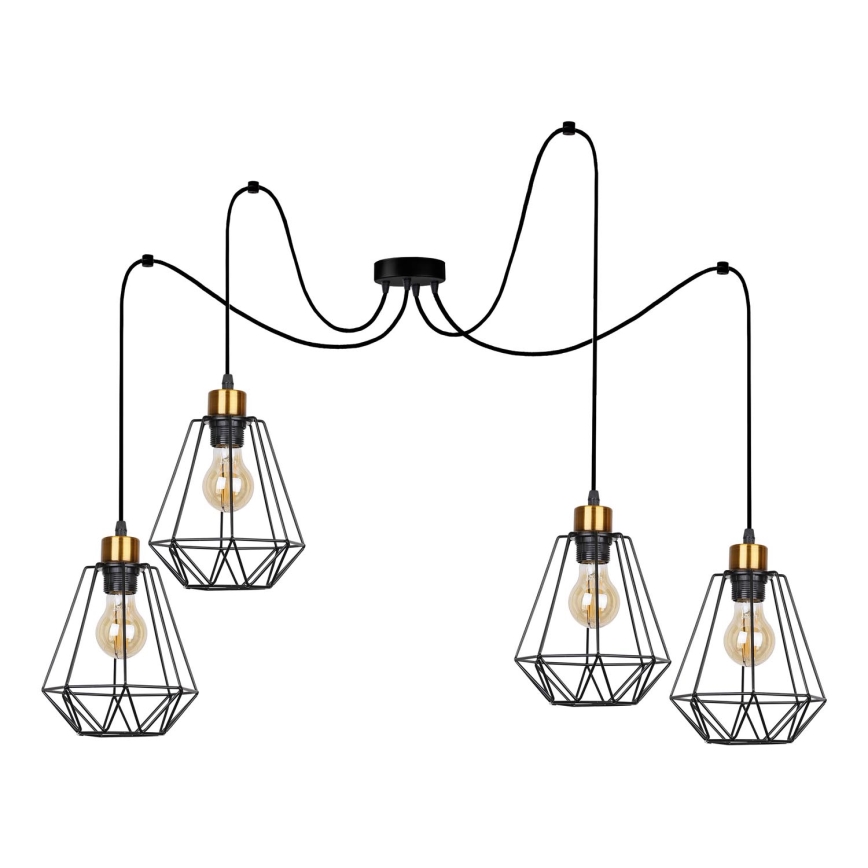 Hängeleuchte PRIMO 4xE27/60W/230V Spinne schwarz/golden