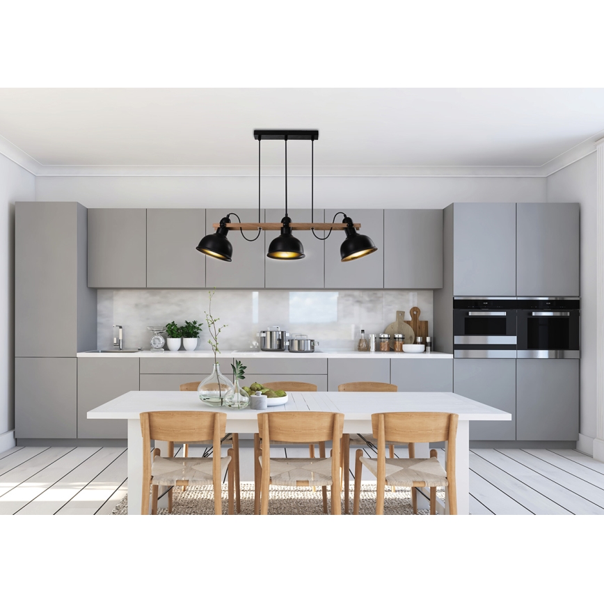 Hängeleuchte RENO 3xE27/40W/230V schwarz/braun
