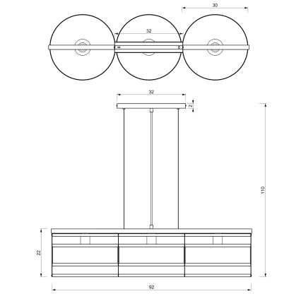 Hängeleuchte RIM 3xE27/60W/230V