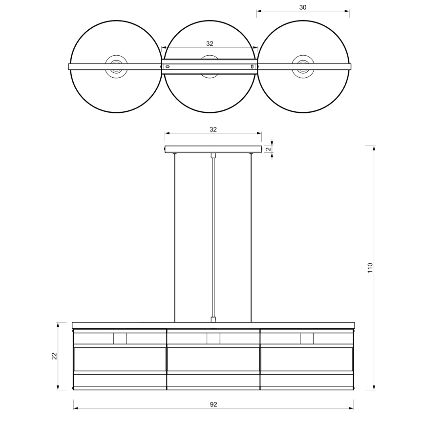 Hängeleuchte RIM 3xE27/60W/230V