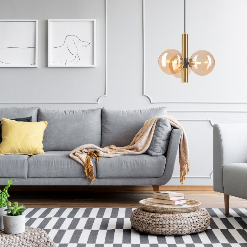 Hängeleuchte ROLLO 3xG9/5W/230V golden/rauchig beige