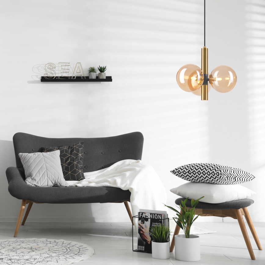 Hängeleuchte ROLLO 3xG9/5W/230V golden/rauchig beige