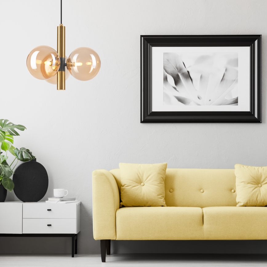 Hängeleuchte ROLLO 3xG9/5W/230V golden/rauchig beige