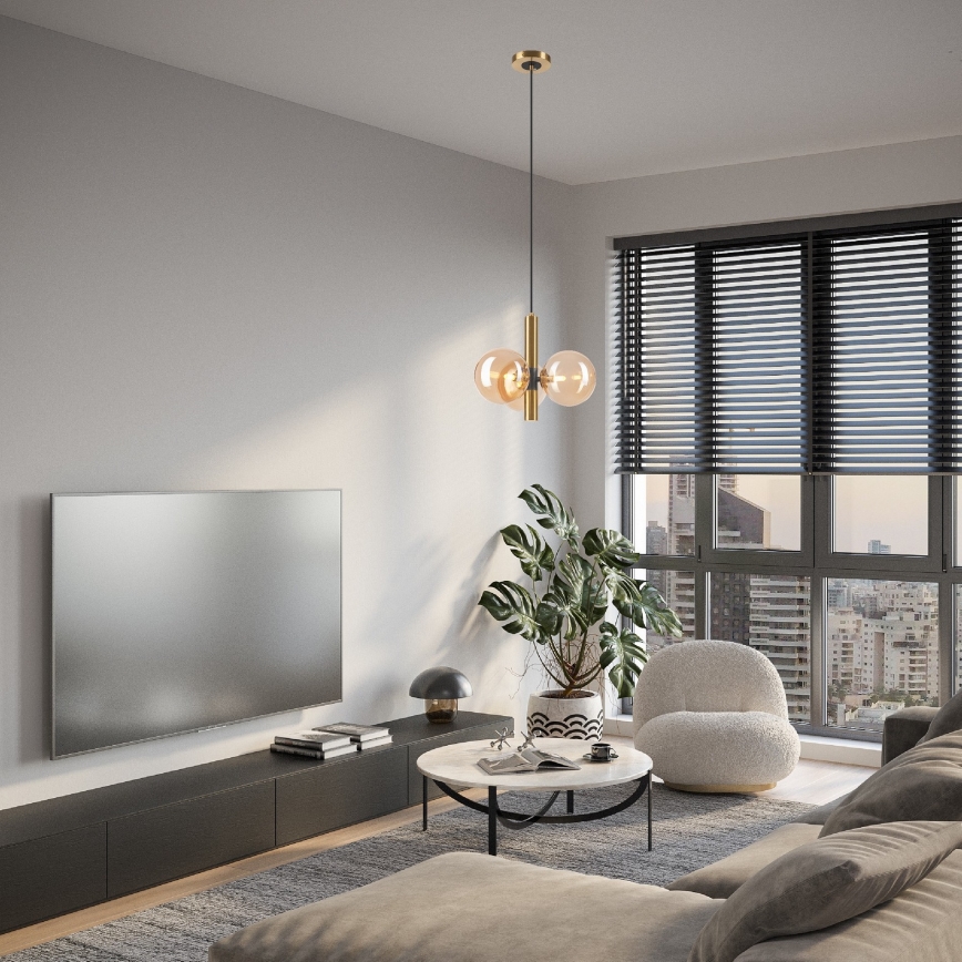 Hängeleuchte ROLLO 3xG9/5W/230V golden/rauchig beige