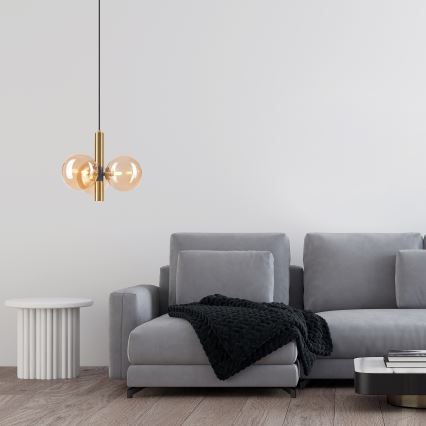 Hängeleuchte ROLLO 3xG9/5W/230V golden/rauchig beige