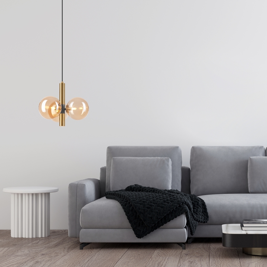 Hängeleuchte ROLLO 3xG9/5W/230V golden/rauchig beige