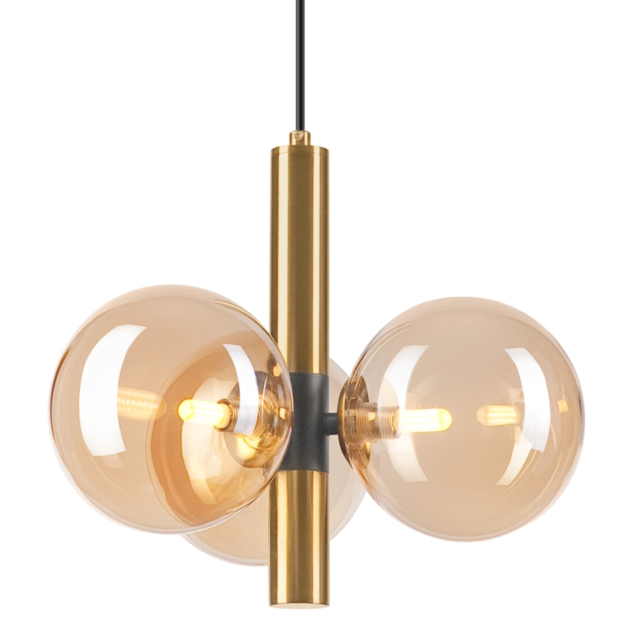 Hängeleuchte ROLLO 3xG9/5W/230V golden/rauchig beige