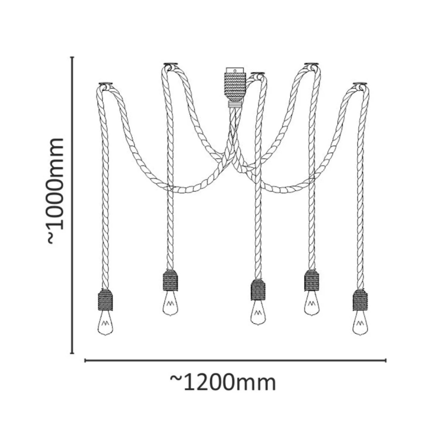 Hängeleuchte ROPE CASA 5xE27/12W/230V Spinne