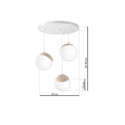 Hängeleuchte SFERA WOOD 3xE14/40W/230V