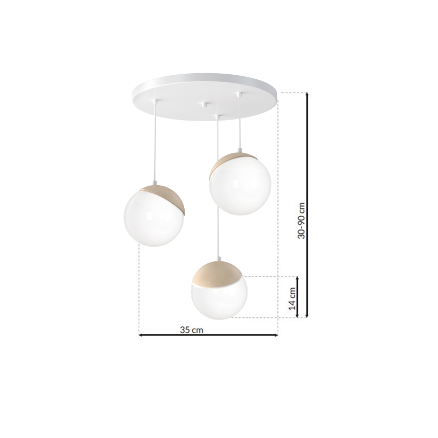 Hängeleuchte SFERA WOOD 3xE14/40W/230V