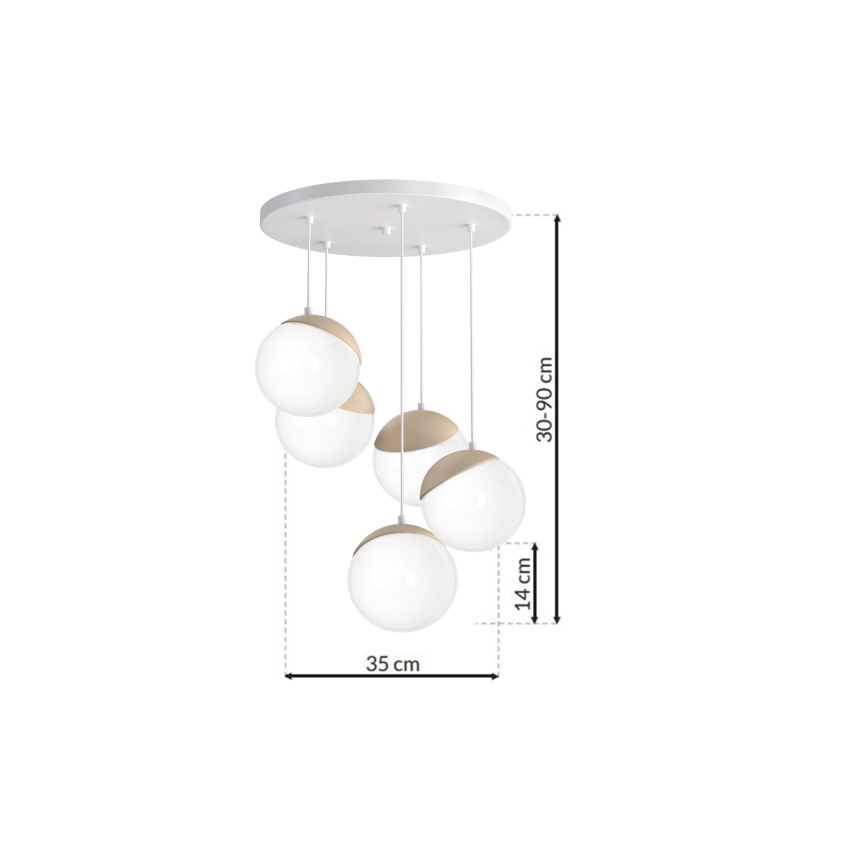 Hängeleuchte SFERA WOOD 5xE14/40W/230V