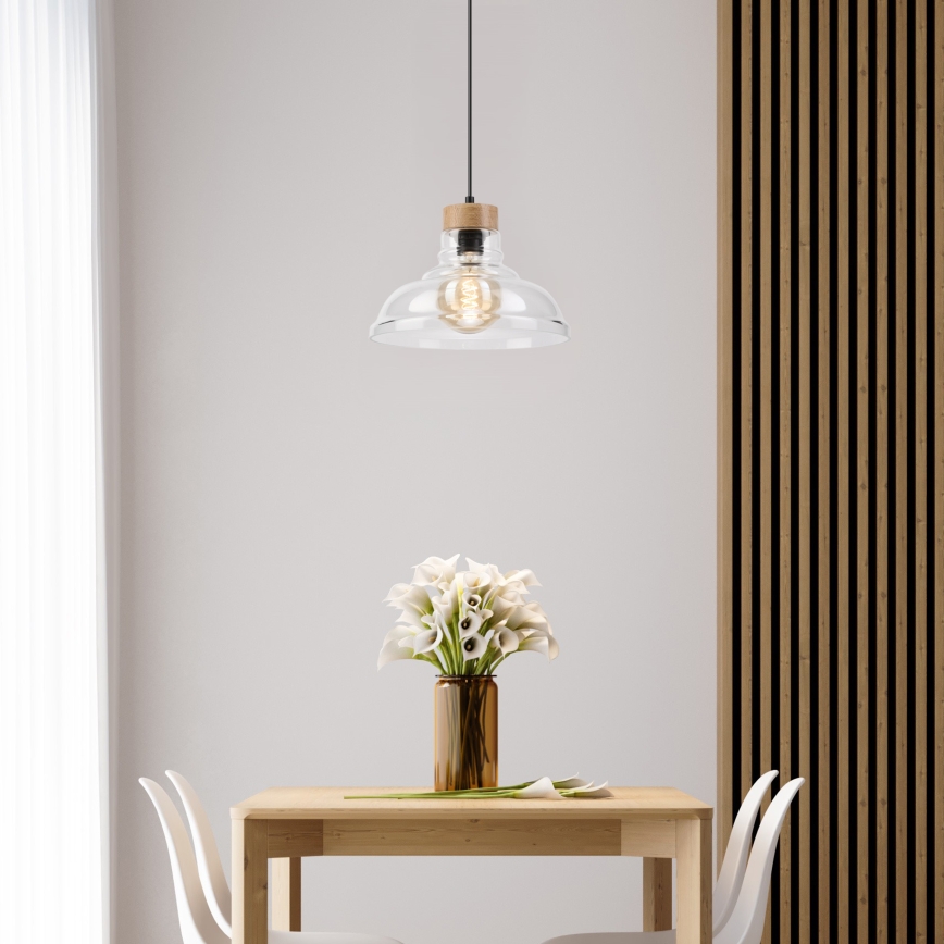 Hängeleuchte SINGLE mit Kabel, 1xE27/60W/230V, Ø 28 cm, Eiche