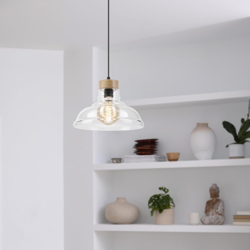 Hängeleuchte SINGLE mit Kabel, 1xE27/60W/230V, Ø 28 cm, Eiche