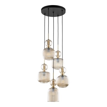Hängeleuchte SOPHIA 5xE14/10W/230V schwarz/rauchbeige