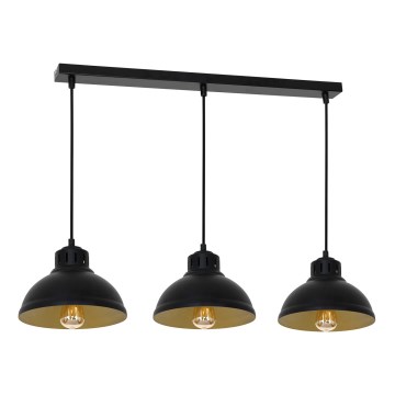 Hängeleuchte SVEN 3xE27/15W/230V schwarz/golden