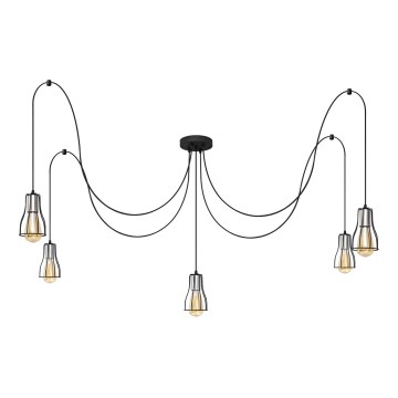 Hängeleuchte TUBE 5xE27/15W/230V Spinne schwarz/glänzendes Chrom