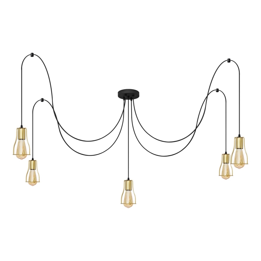Hängeleuchte TUBE 5xE27/15W/230V Spinne schwarz/golden