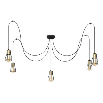 Hängeleuchte TUBE 5xE27/15W/230V Spinne schwarz/golden