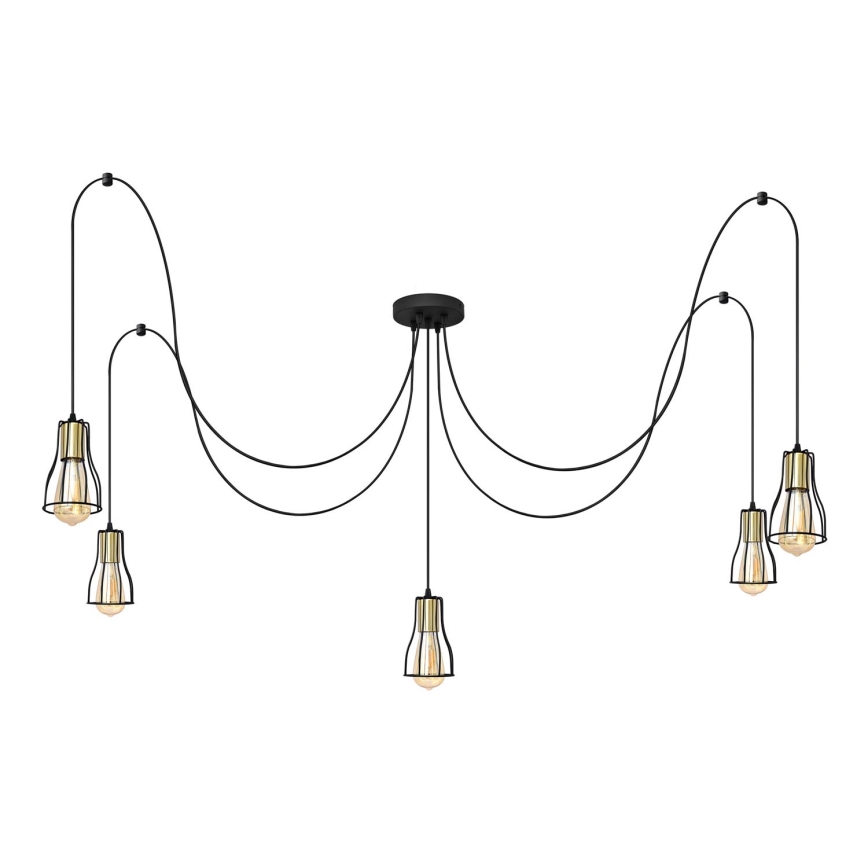 Hängeleuchte TUBE 5xE27/15W/230V Spinne schwarz/golden