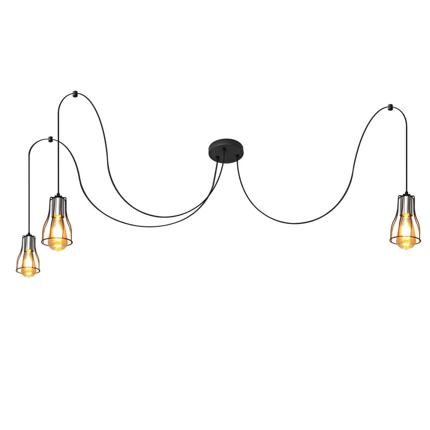 Hängeleuchte TUBE LONG 3xE27/15W/230V schwarz/glänzendes Chrom