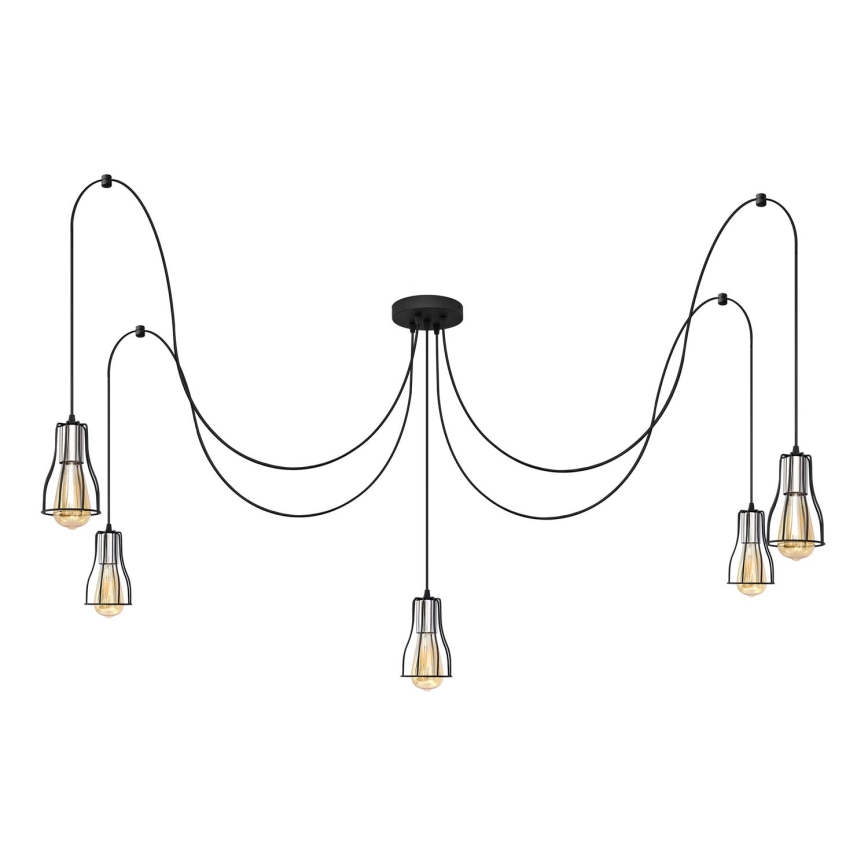 Hängeleuchte TUBE LONG 5xE27/15W/230V schwarz/glänzendes Chrom