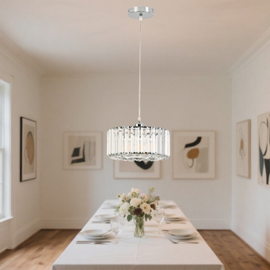 Hängeleuchte VETRO an Kabel, 1xE27/60W/230V, glänzender Chrom