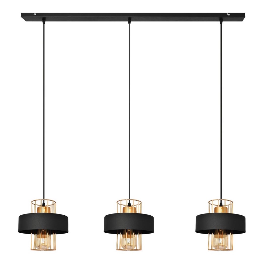 Hängeleuchte VOLTA 3xE27/15W/230V schwarz/gold