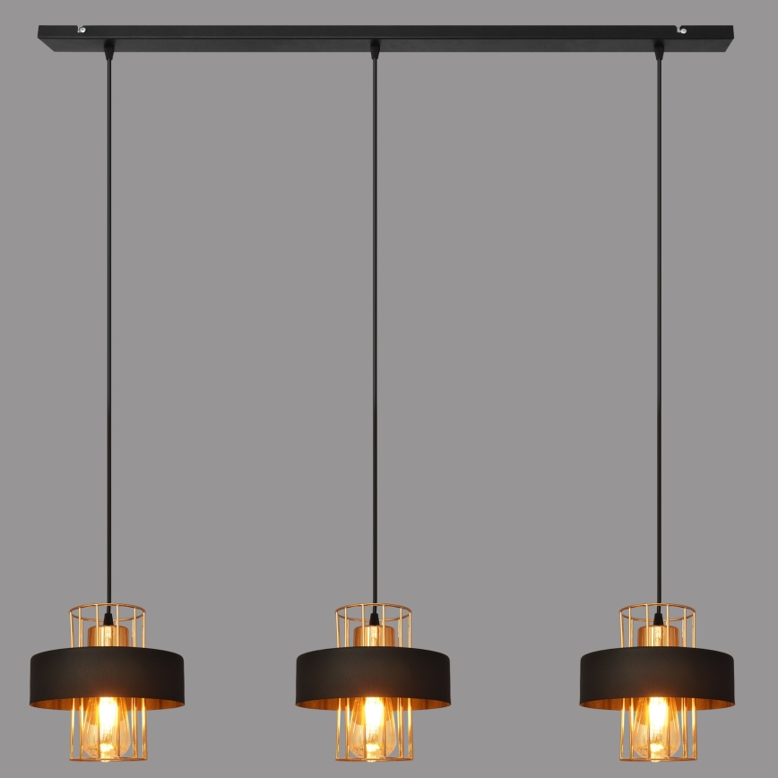 Hängeleuchte VOLTA 3xE27/15W/230V schwarz/gold