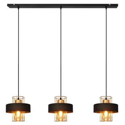 Hängeleuchte VOLTA 3xE27/15W/230V schwarz/gold