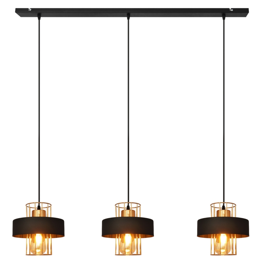 Hängeleuchte VOLTA 3xE27/15W/230V schwarz/gold