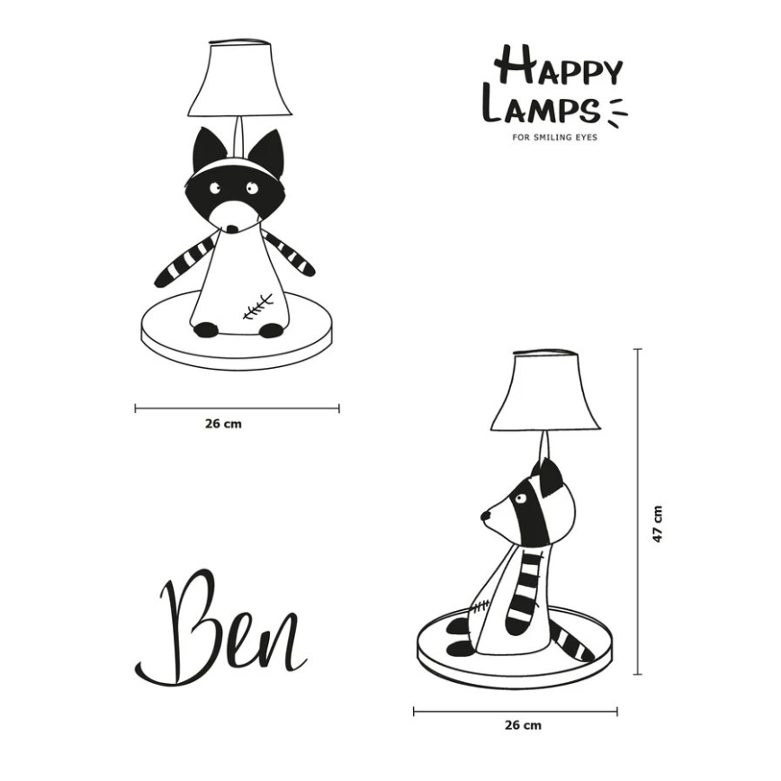 Happy Lamps - LED-Tischleuchte für Kinder BEN LED/5,4W/230V Waschbär