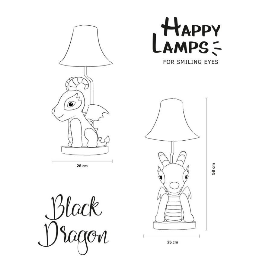 Happy Lamps - LED-Tischleuchte für Kinder BLACK DRAGOON LED/5,4W/230V Drachen