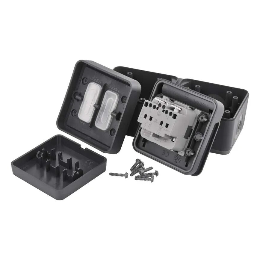 Haushalts-Wechselschalter mit Steckdose 250V/16A IP55