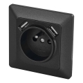 Haushaltssteckdose mit USB 250V/16A anthrazit