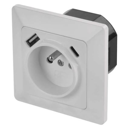 Haushaltssteckdose mit USB-A+USB-C