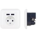 Haushaltssteckdose mit USB, französischer Steckertyp, 250 V/16 A