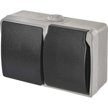 Hausschalter-Wechselschalter Nr. 6 mit Steckdose 250V/16A IP44 grau