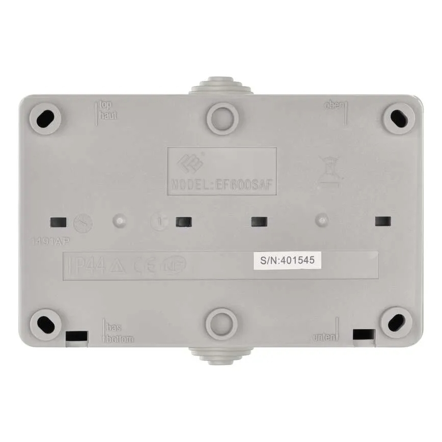 Hausschalter-Wechselschalter Nr. 6 mit Steckdose 250V/16A IP44 grau