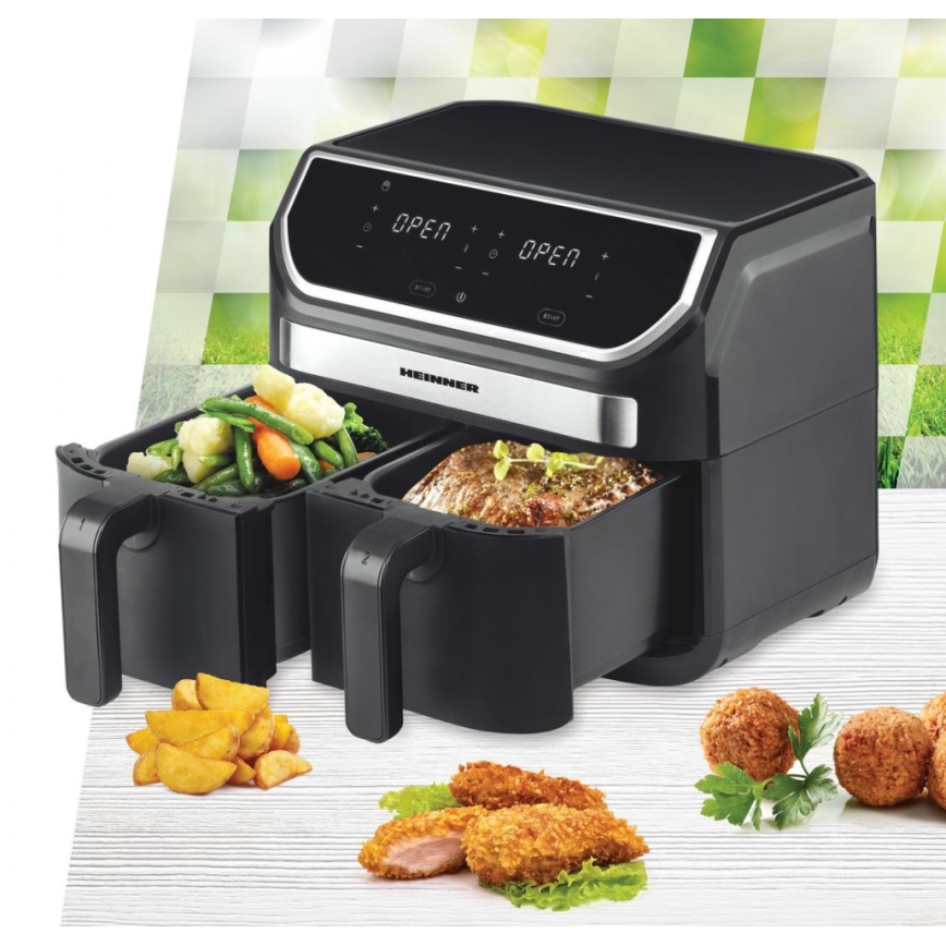 Heinner HAF-KDB1700BK - Duale Heißluftfritteuse 8,5 l 1700W/230V schwarz