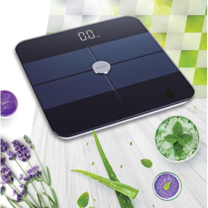 Heinner HBS-BTH180BK - Digitale Personenwaage 2xAAA schwarz/blau